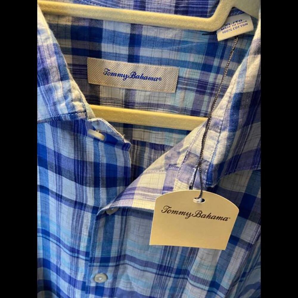 NWT Tommy Bahama Men's XL Plaid Short Sleeve Button Down Shirt - Picture 4 of 5